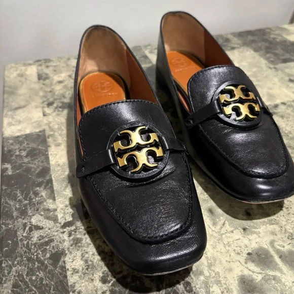 Tory Burch Black and Gold Loafers - Picture 2 of 9